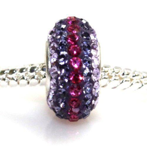Multi Purple  Crystal Charm for European Snake Charm Bracelet