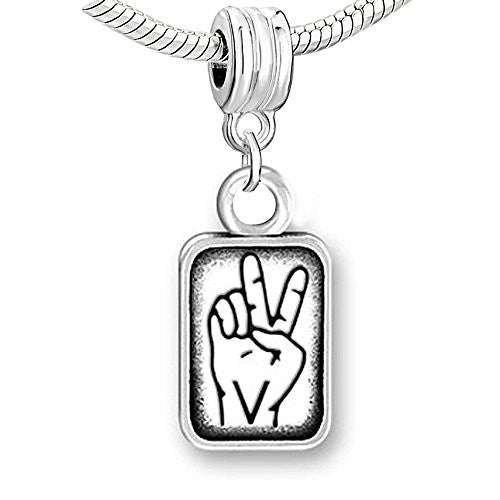 Sign Lauguage Charms Alphabet Letter European Bead Compatible for Most European Snake Chain Bracelet (V) - Sexy Sparkles Fashion Jewelry
