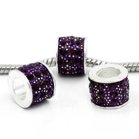 Purple Sparkly Charm w/ Rhinestones for Snake Chain Charm Bracelets - Sexy Sparkles Fashion Jewelry - 3