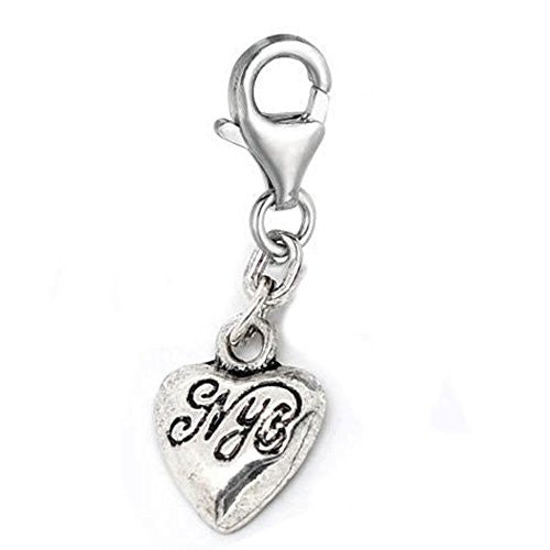Clip on Nyc Heart Charm Pendant for European Jewelry w/ Lobster Clasp - Sexy Sparkles Fashion Jewelry