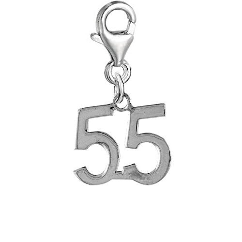 Number 55 Clip on Pendant Charm for Bracelet or Necklace