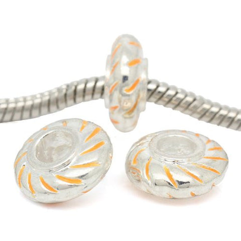 Round Floresent Bead Compatible for Most European Snake Chain BraceletFor Snake Chain Bracelet (Orange) - Sexy Sparkles Fashion Jewelry - 2