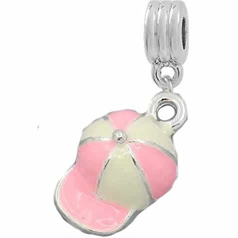 Pink and White Cap/hat European Bead Compatible for Most European Snake Chain Bracelet - Sexy Sparkles Fashion Jewelry - 1