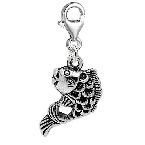 Koi Carp Cyprinoid Fish Clip on Pendant Charm for Bracelet or Necklace - Sexy Sparkles Fashion Jewelry