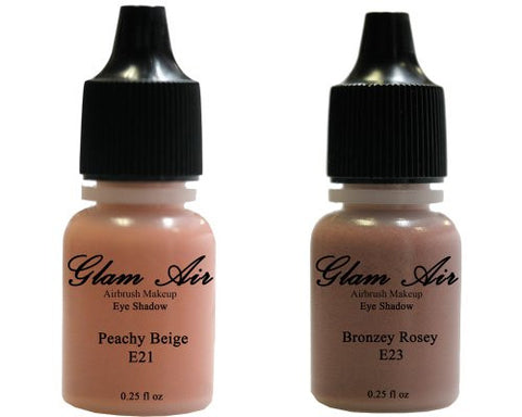Glam Air Set of Two (2) s-E21Peachy Beige & E23Bronzey Rosey Airbrush Water-based 0.25 Fl. Oz. Bottles of Eyeshadow - Sexy Sparkles Fashion Jewelry - 1