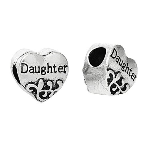 Family Heart Bead Compatible for Most European Snake Chain Bracelet (Daughter) - Sexy Sparkles Fashion Jewelry - 2