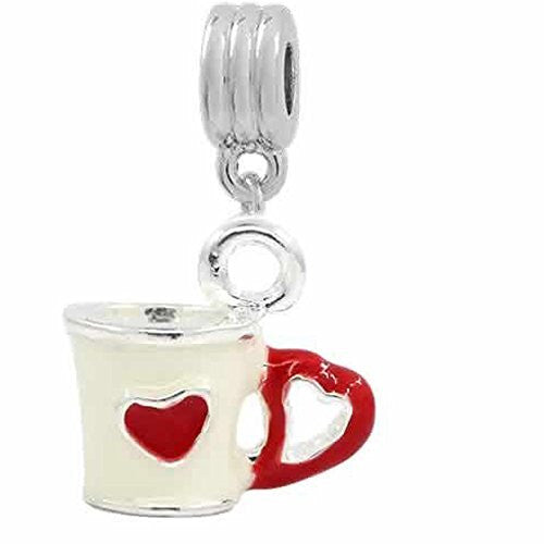 3d Coffee Cup with Hearts European Bead Compatible for Most European Snake Chain Bracelet - Sexy Sparkles Fashion Jewelry