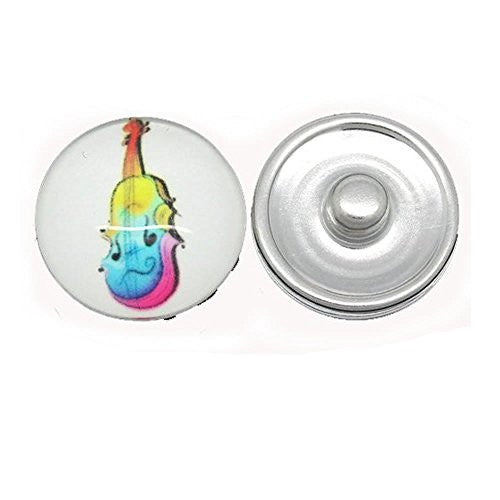 Violin Design Glass Chunk Charm Button Fits Chunk Bracelet 18mm for Noosa Style Chunk Leather Bracelet