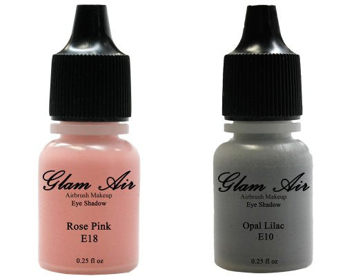 Glam Air Set of Two (2) s-  E10 Opal Lilac & E18Rose Pink Airbrush Water-based 0.25 Fl. Oz. Bottles of Eyeshadow