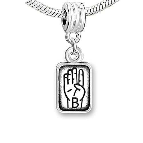 Sign Lauguage Charms Alphabet Letter European Bead Compatible for Most European Snake Chain Bracelet (B) - Sexy Sparkles Fashion Jewelry