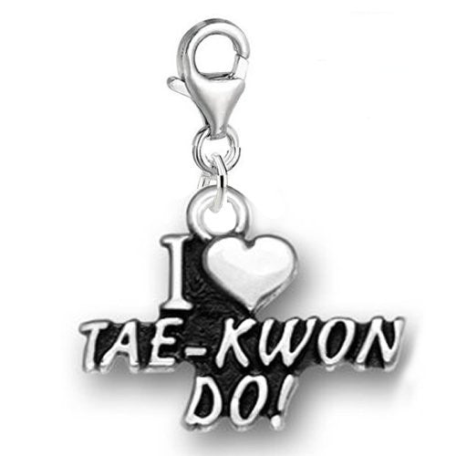I Love TAE-KWON-DO Clip On For Bracelet Charm Pendant for European Charm Jewelry w/ Lobster Clasp