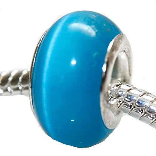 Cat's Eye Glass European Beads For Snake Chain Bracelet (Sky Blue) - Sexy Sparkles Fashion Jewelry - 1