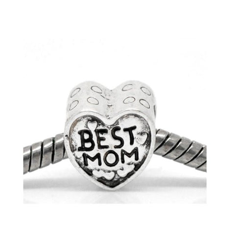 Best Mom Heart Charm European Bead Compatible for Most European Snake Chain Bracelet - Sexy Sparkles Fashion Jewelry - 2