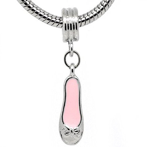 Pink Enamel Dangle Shoe Charm European Bead Compatible for Most European Snake Chain Bracelet - Sexy Sparkles Fashion Jewelry