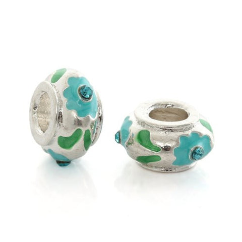 Flower Pattern with  Crystals Charm European Bead Compatible for Most European Snake Chain Bracelet - Sexy Sparkles Fashion Jewelry - 3