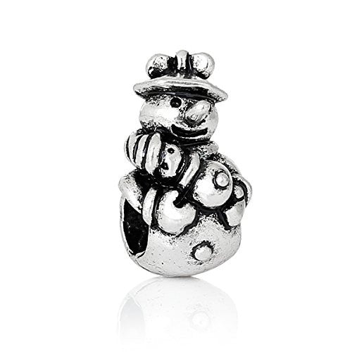 Christmas Snowman Bead Compatible for Most European Snake Chain Bracelet