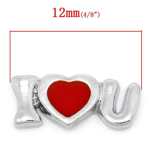 Set of 5 Floating Locket Charms (I Love You,heart Lock,lip/kiss,awareness Ribbon & Glass Drink) - Sexy Sparkles Fashion Jewelry - 4
