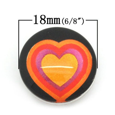 Heart Design Glass Chunk Charm Button Fits Chunk Bracelet 18mm for Noosa Style Chunk Leather Bracelet - Sexy Sparkles Fashion Jewelry - 2