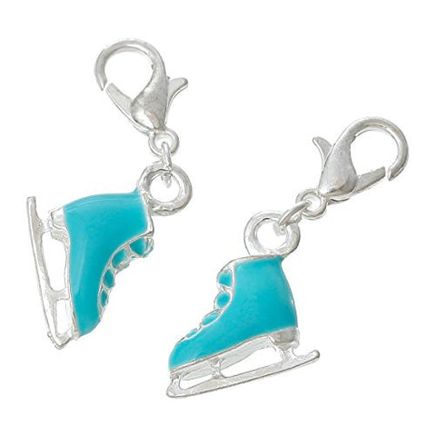 Ice Skate Clip On For Bracelet Charm Pendant w/ Lobster Clasp - Sexy Sparkles Fashion Jewelry - 2