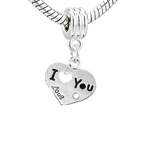 I Love You Love Dangle Charm, European Style For Snake Chain Charm Bracelet - Sexy Sparkles Fashion Jewelry