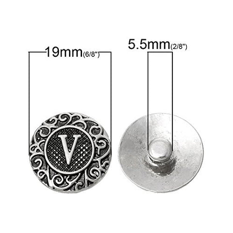 Alphabet Letter V Chunk Snap Button or Pendant Fits Snaps Chunk Bracelet - Sexy Sparkles Fashion Jewelry - 3