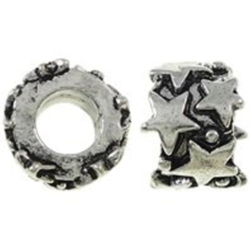 Stars Carved on Charm Bead European Bead Compatible for Most European Snake Chain Charm Bracelet