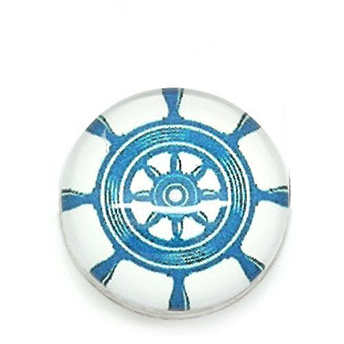 Ship Helm Design Glass Chunk Charm Button Fits Chunk Bracelet - Sexy Sparkles Fashion Jewelry - 1