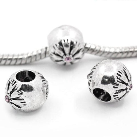 Flower Pattern Bead Spacer for Snake Chain Bracelets (Amethyst) - Sexy Sparkles Fashion Jewelry - 3