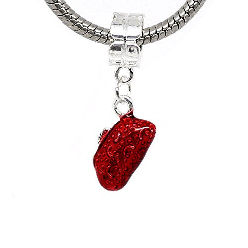Red Enamel Purse Dangle Charm European Bead Compatible for Most European Snake Chain Bracelet - Sexy Sparkles Fashion Jewelry - 1