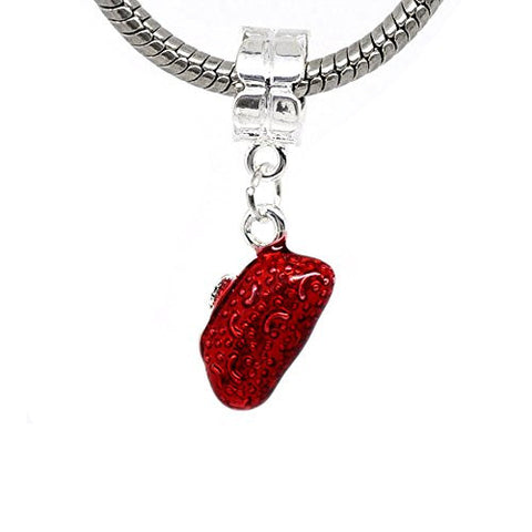 Red Enamel Purse Dangle Charm European Bead Compatible for Most European Snake Chain Bracelet - Sexy Sparkles Fashion Jewelry - 1