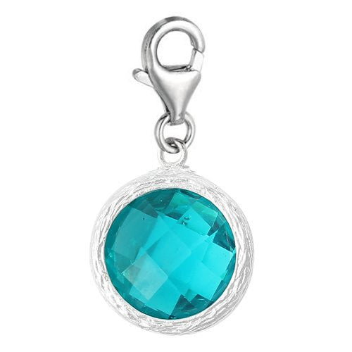 Clip on December Birthstone Charm Dangle Pendant for European Clip on Charm Jewelry w/ Lobster Clasp