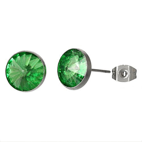 August Birthstone Stainless Steel Post Stud Earrings with  Rhinestone - Sexy Sparkles Fashion Jewelry - 1