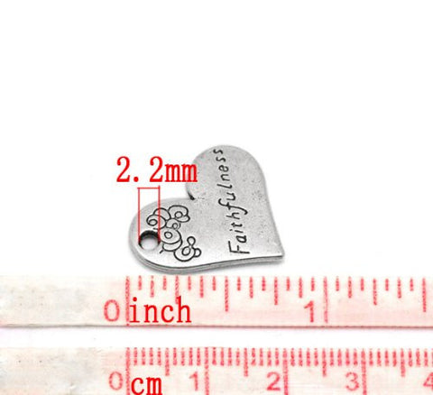Silver Faithfulness Heart Bracelet Necklace Charm Pendant - Sexy Sparkles Fashion Jewelry - 3