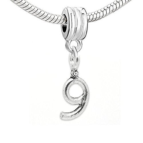 Choose From Number #9 Dangle European Bead Compatible for Most European Snake Chain Bracelet - Sexy Sparkles Fashion Jewelry