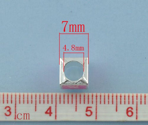 "M" LetterSquare Charm Beads Pink Enamel European Bead Compatible for Most European Snake Chain Charm Braceletss - Sexy Sparkles Fashion Jewelry - 3