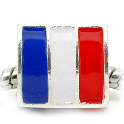 3 Sided Triangle France Flag Bead European Bead Compatible for Most European Snake Chain Charm Bracelet - Sexy Sparkles Fashion Jewelry - 1