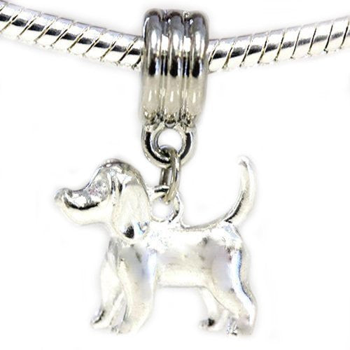 Dog Charm Dangle Spacer European Bead Compatible for Most European Snake Chain Bracelet