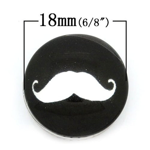 Mustache Design Glass Chunk Charm Button Fits Chunk Bracelet 18mm for Noosa Style Chunk Leather Bracelet - Sexy Sparkles Fashion Jewelry - 2
