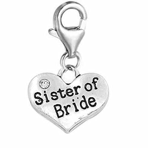 Sister of the Bride Heart Clip On for European Jewelry w/ Lobster Clasp - Sexy Sparkles Fashion Jewelry