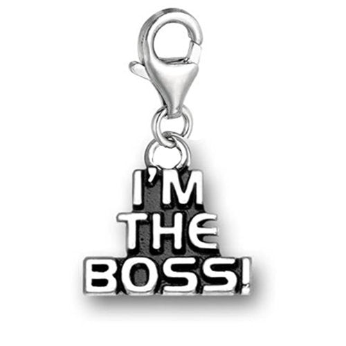 Clip on I'm the Boss Dangle Pendant for European Clip on Charm Jewelry w/ Lobster Clasp