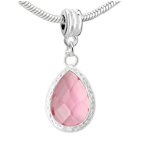 Tear Drop Rhinestone Birthstone European Bead Compatible for Most European Snake Chain Charm Bracelet (October) - Sexy Sparkles Fashion Jewelry