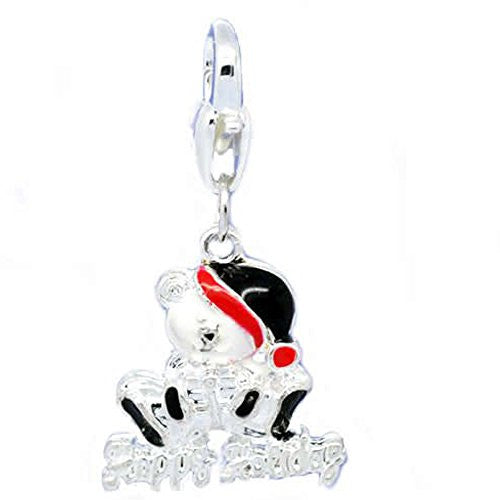 Christmas Happy Holiday Bear Charm Pendant for European Clip on Charm Jewelry w/ Lobster Clasp - Sexy Sparkles Fashion Jewelry