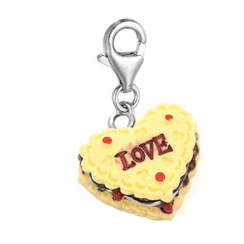 Heart Love Cake Clip on Charm Pendant for European Charm Jewelry w/ Lobster Clasp - Sexy Sparkles Fashion Jewelry - 2