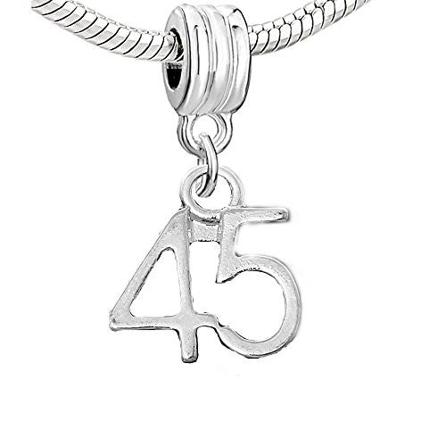 Number 45 Dangle Charm Bead for European Snake chain Charm Bracelet for Snake Chain Bracelet