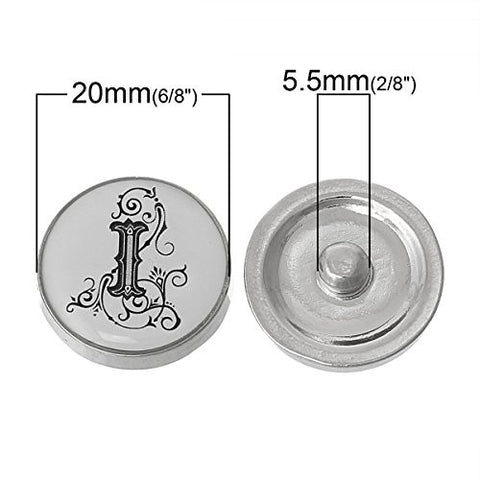 Alphabet Letter I Chunk Snap Button Pendant Fits Snaps Chunk Bracelet - Sexy Sparkles Fashion Jewelry - 2