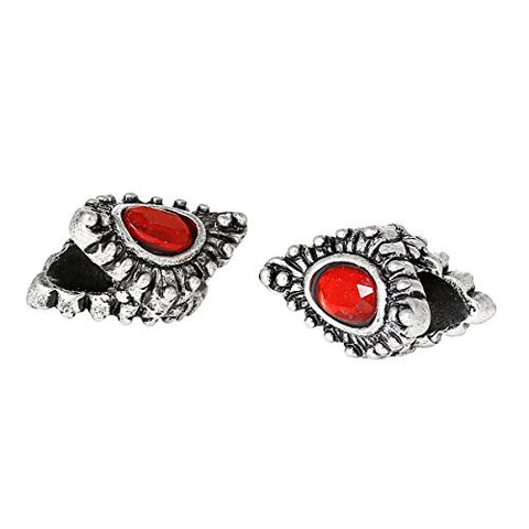 European Style Charm Beads Rhombus Antique Silver Red Acrylic Rhinestone - Sexy Sparkles Fashion Jewelry - 2