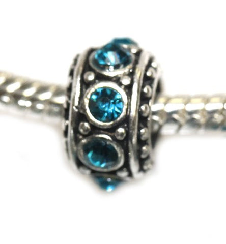 Five (5)December Birthstone  Rhinestone Charms Spacer Beads For Snake Chain Charm Bracelet - Sexy Sparkles Fashion Jewelry - 2