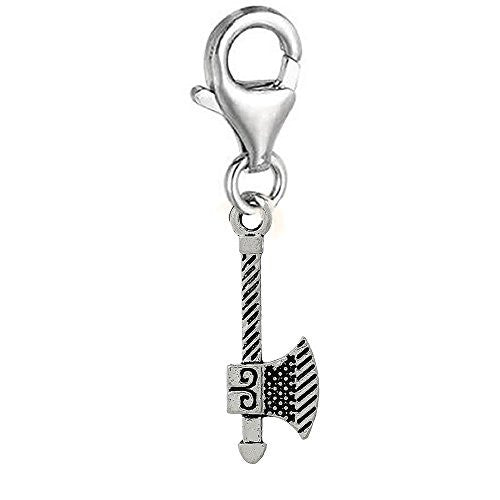 Clip on Axe Charm Dangle Pendant for European Clip on Charm Jewelry w/ Lobster Clasp