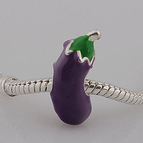 Eggplant Charm European Bead Compatible for Most European Snake Chain Bracelet - Sexy Sparkles Fashion Jewelry - 2