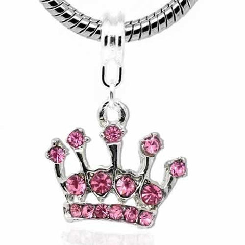 Pink Crown Dangle Bead Spacer for Snake Chain Charm Bracelet - Sexy Sparkles Fashion Jewelry - 2